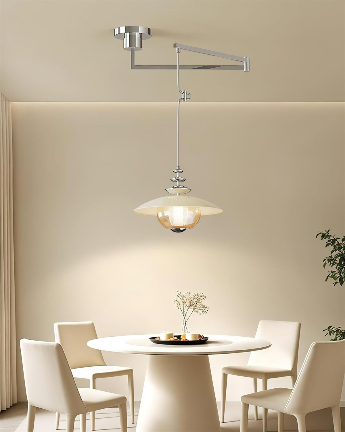 Elaelaya hanglamp chroom en walnootkleur