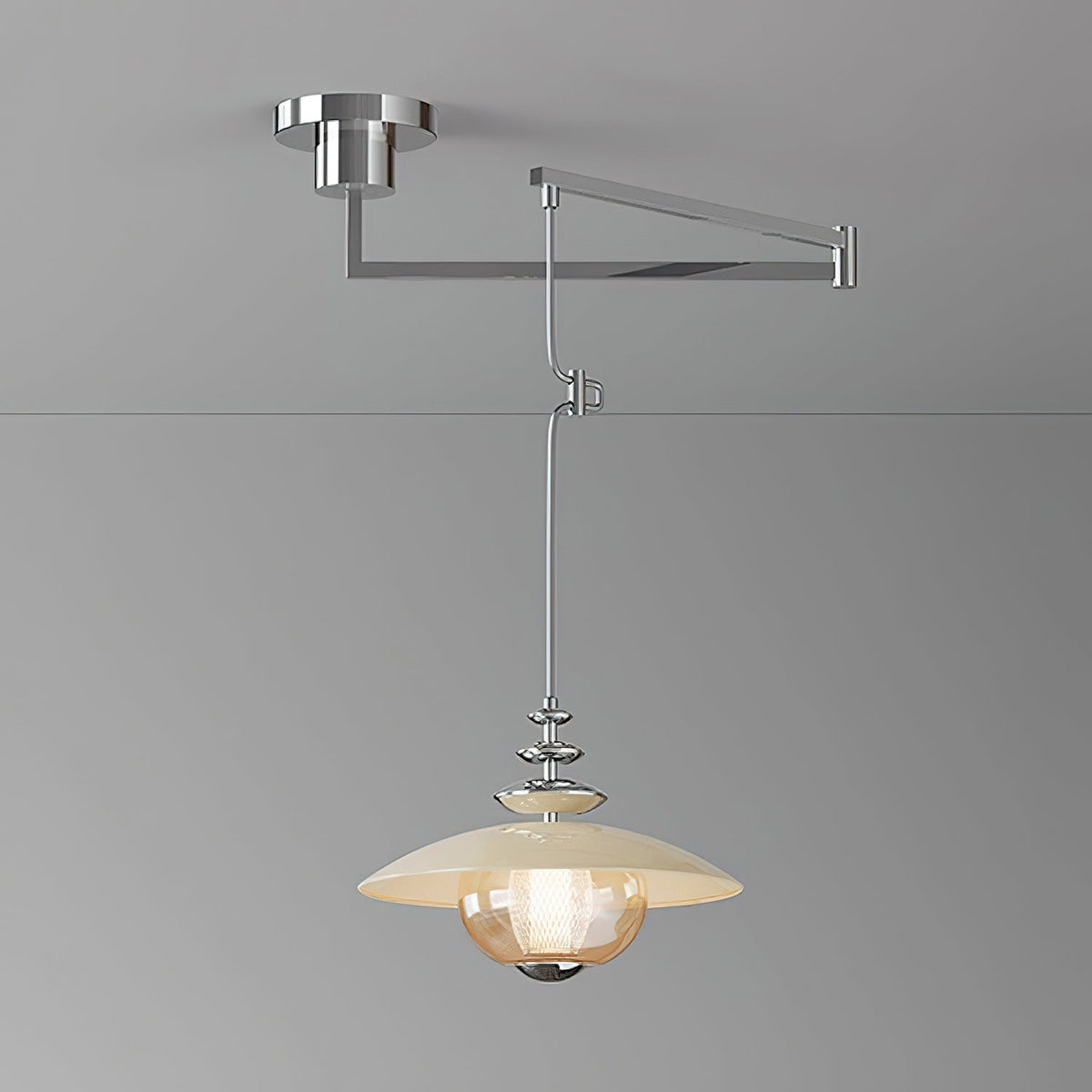 Elaelaya hanglamp chroom en walnootkleur