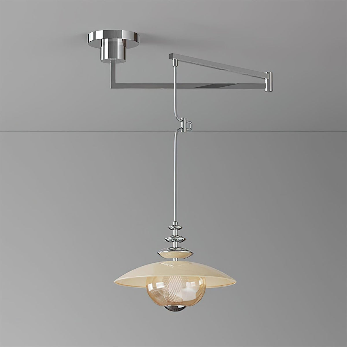 Elaelaya hanglamp chroom en walnootkleur
