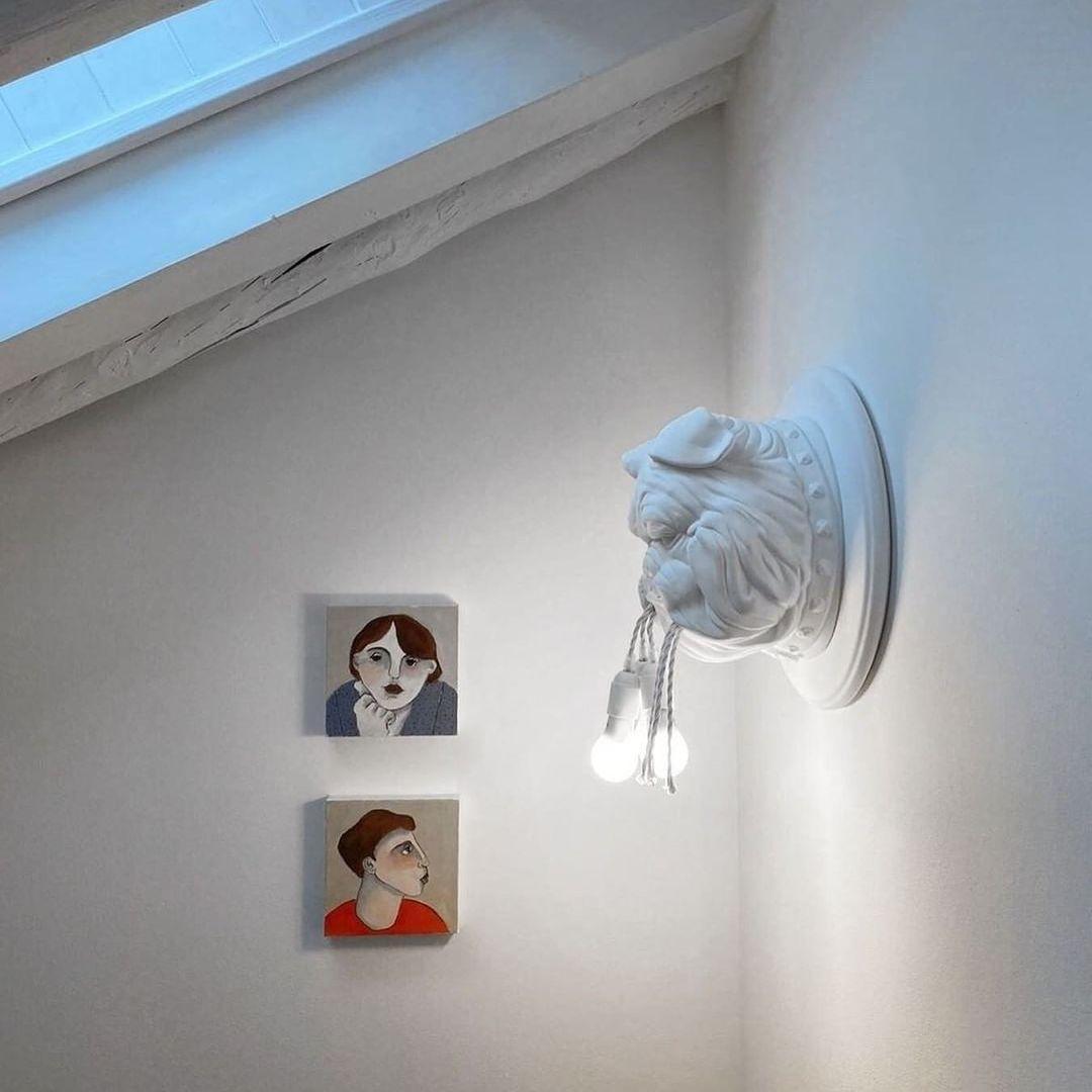 Umeri wandlamp Bulldog Sculpture Whimsical