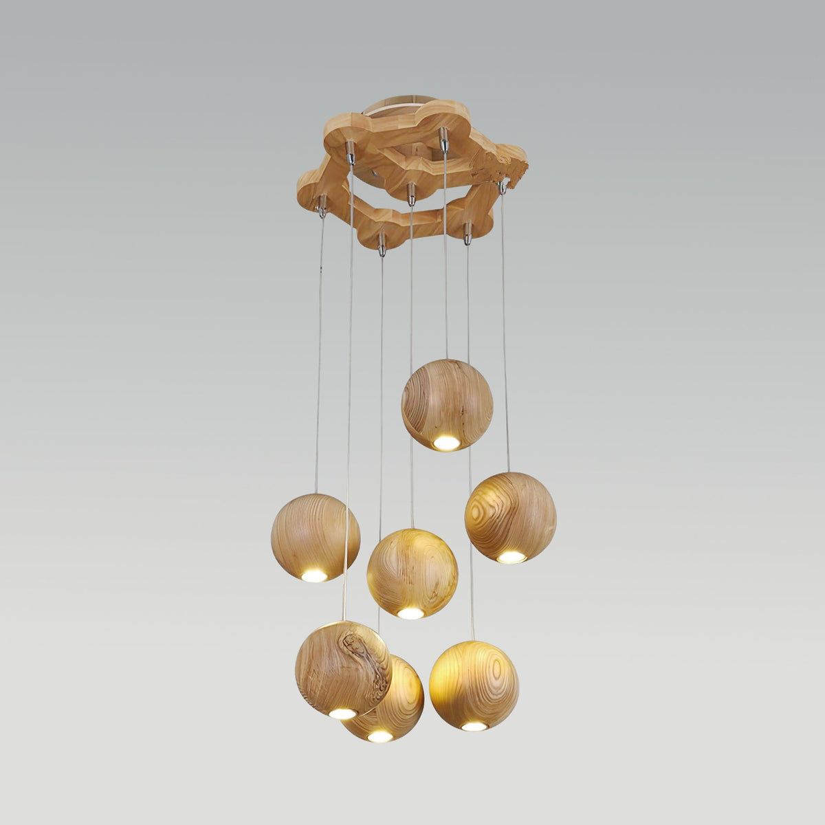 Vixor Nordic Orb Sphere Cluster houten hanglamp