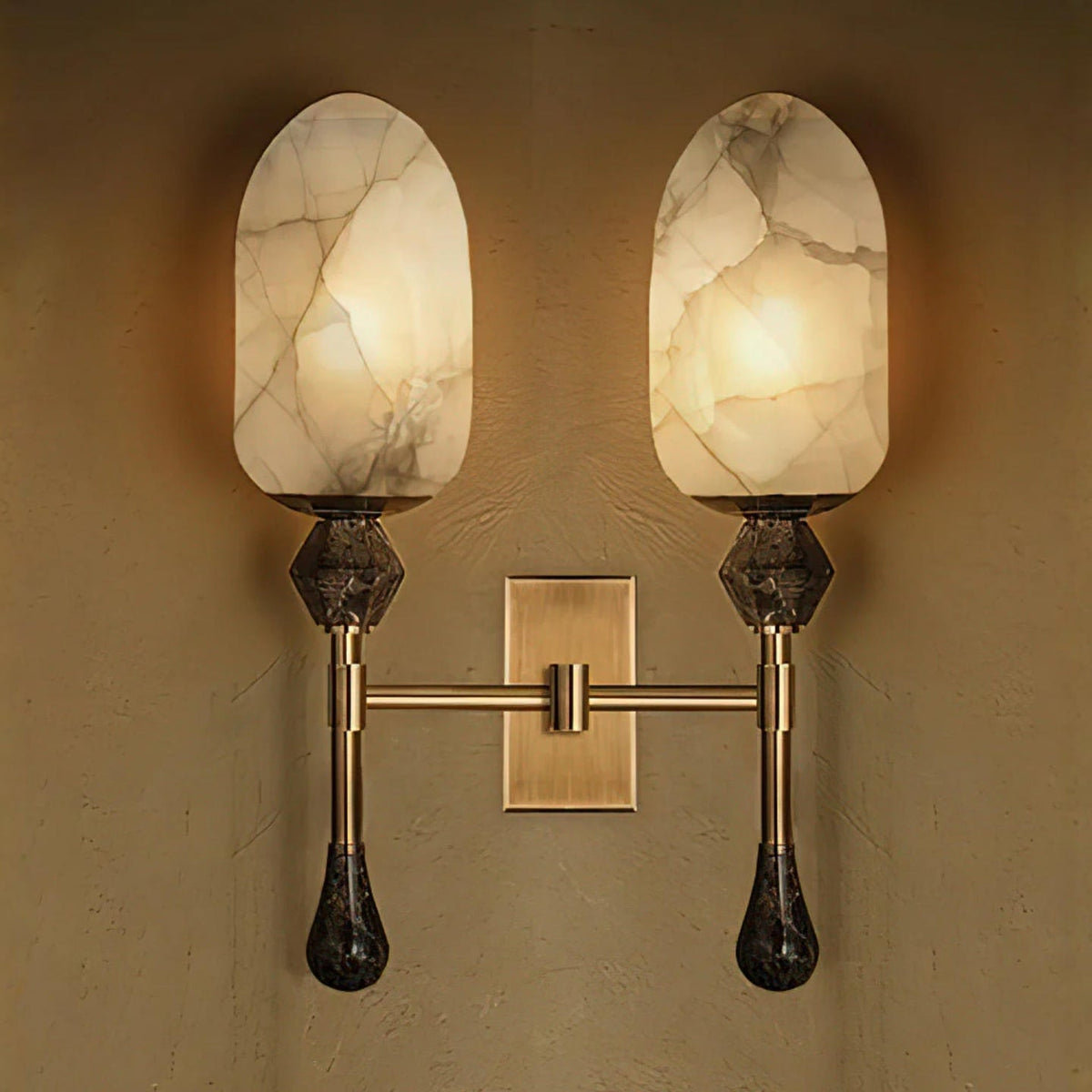 Mila Vintage Albast Dubbele wandlamp