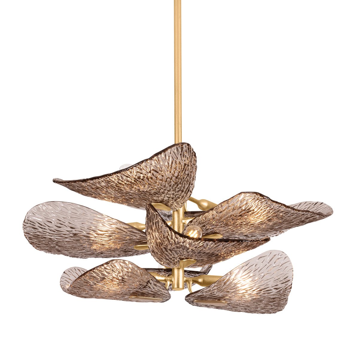 Celaline Kroonluchter Cardiff Piastra Glas Bloemblad Gelaagd brons