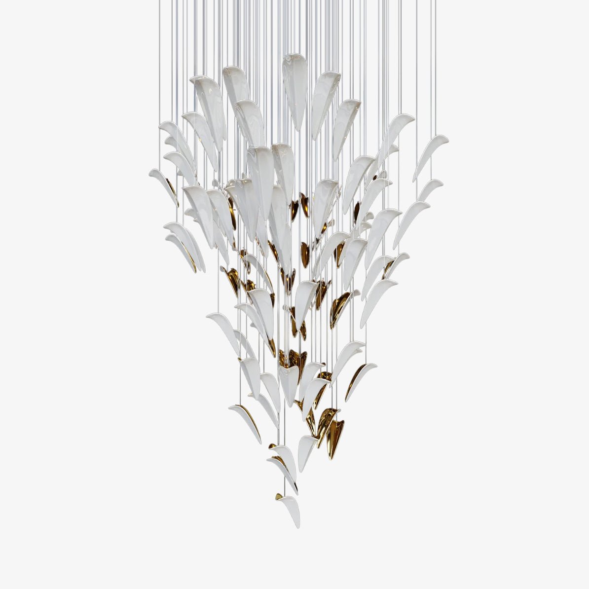 Plume Glow Witte Veer Art Deco Kroonluchter Op Maat
