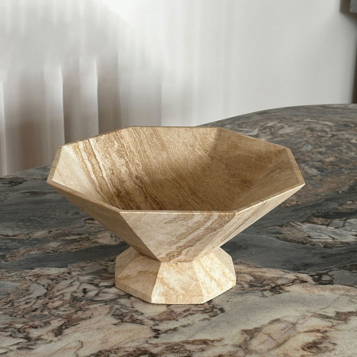 Selinel Facet Marmeren Pedestal Schaal