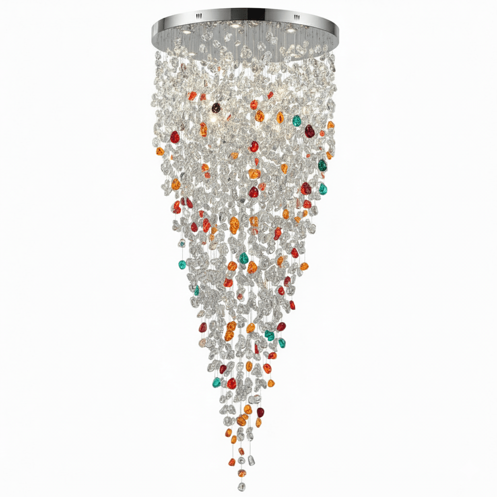 Polychrome Mineral Quartz Cascade Kroonluchter