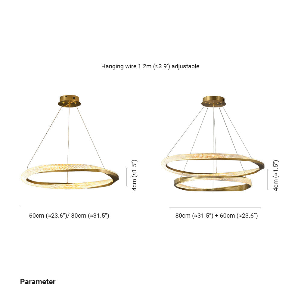 Alonza Minimalist  Ring Spiral Shape Metal Pendant Light,Gold