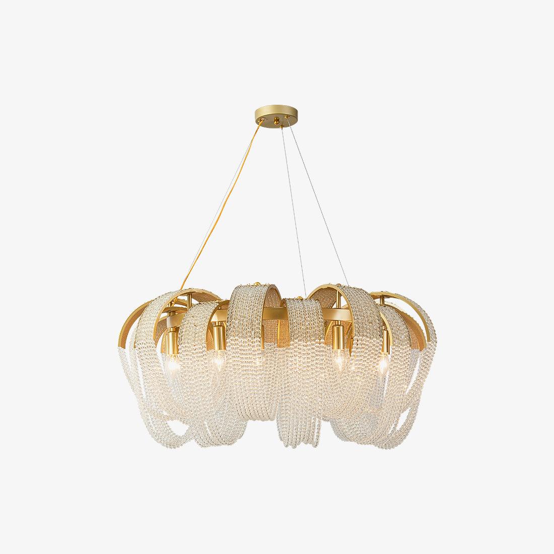 Siv kroonluchter met mesh kristal en gouden waterval-effect