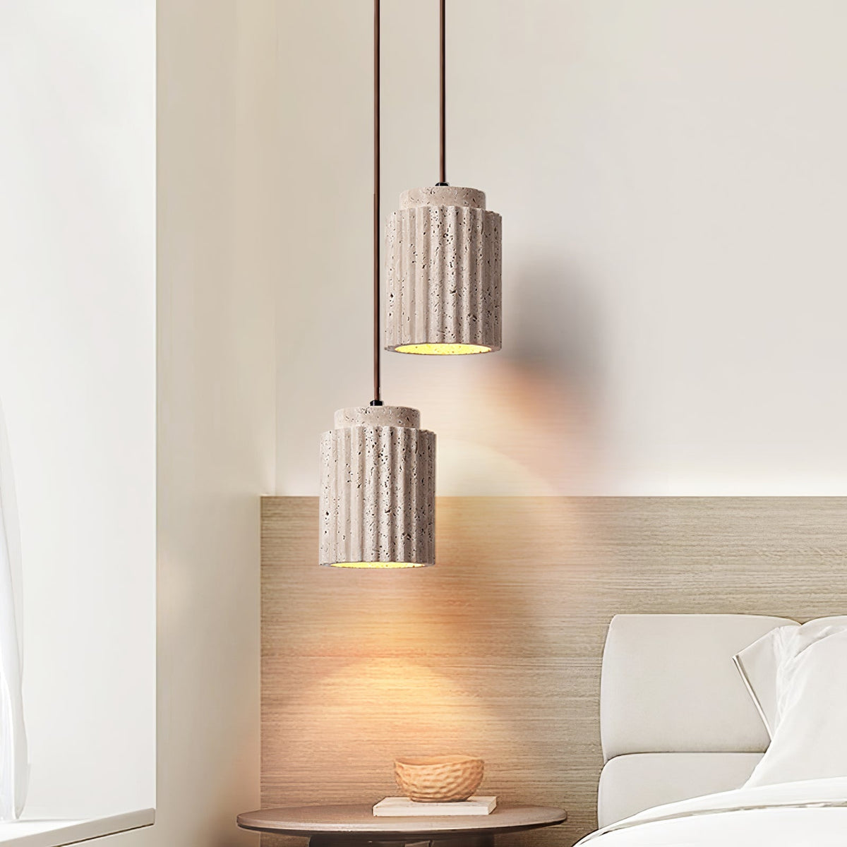 Serinaya hanglamp van geel travertin