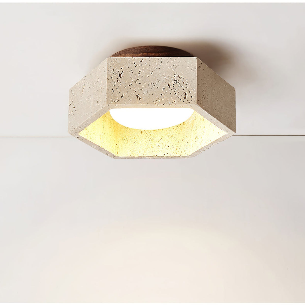 Noriaine plafondlamp van geel travertin