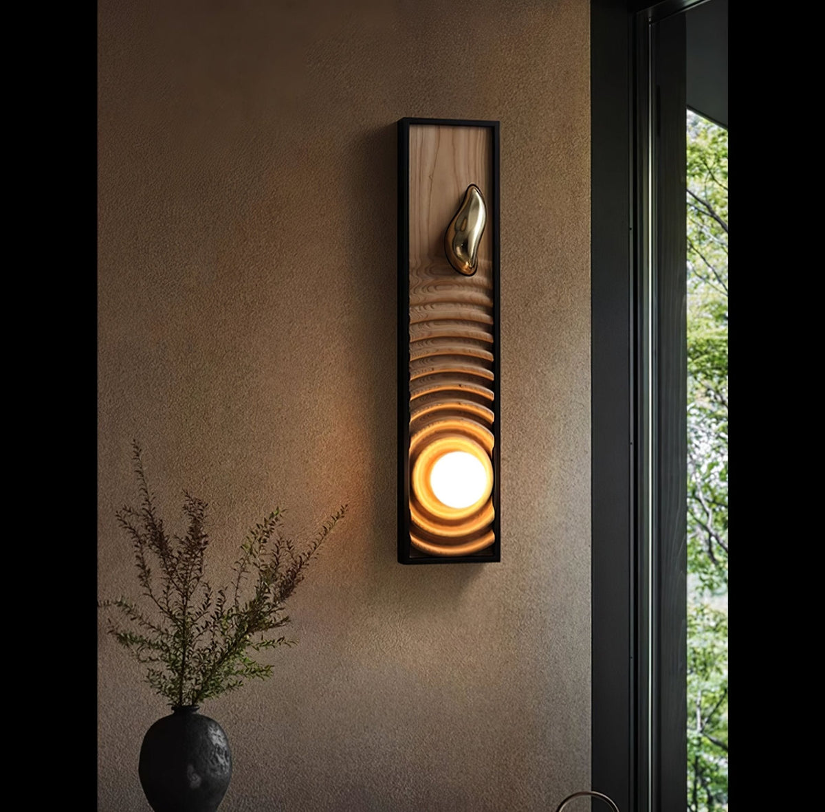 Caleb Vintage Houten wandlamp