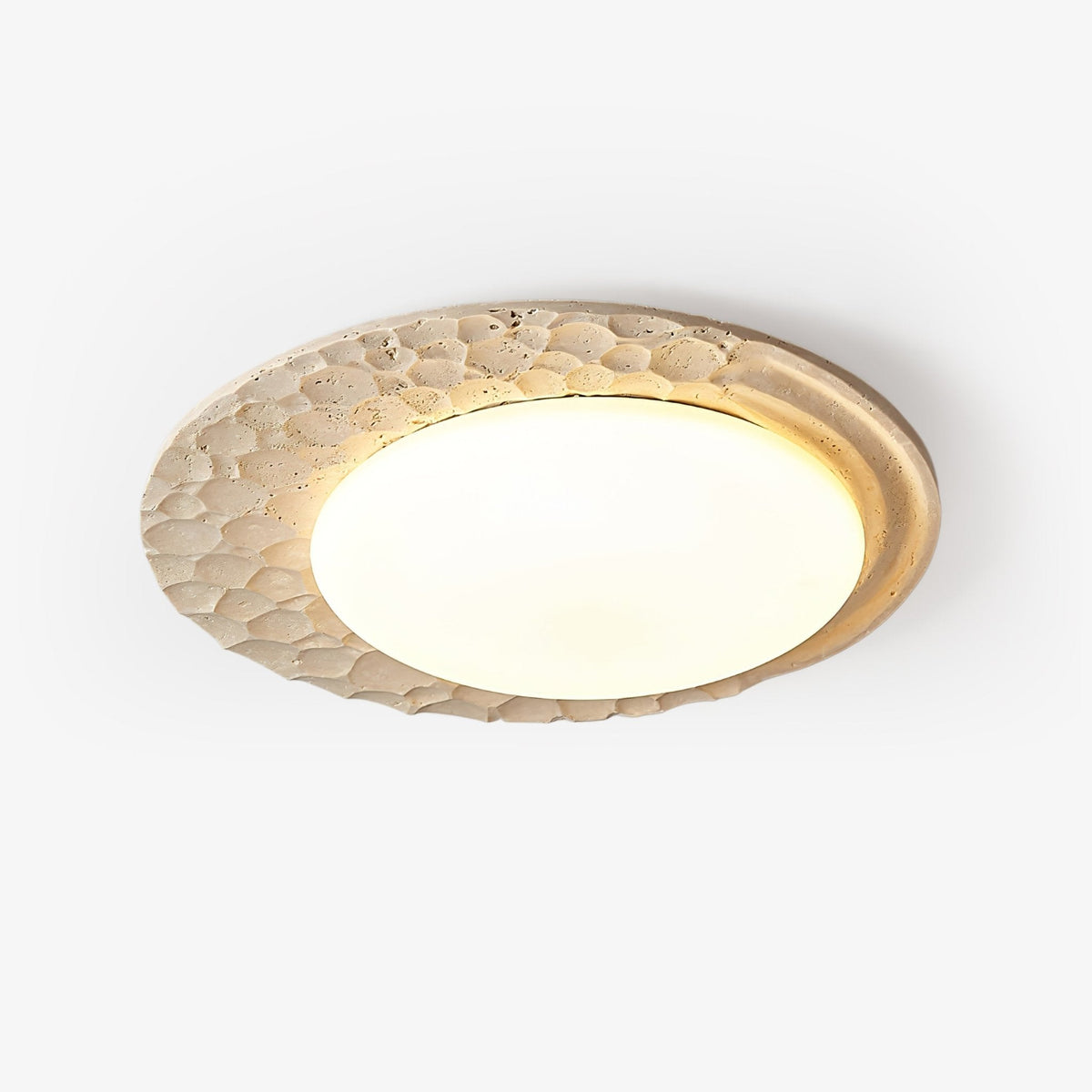 Ivsoris plafondlamp met textuur van geel travertin