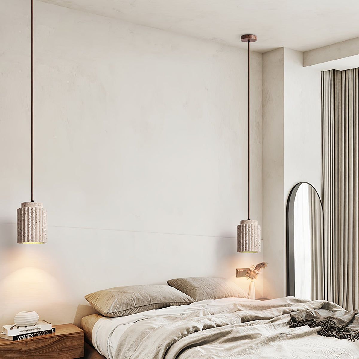 Serinaya hanglamp van geel travertin
