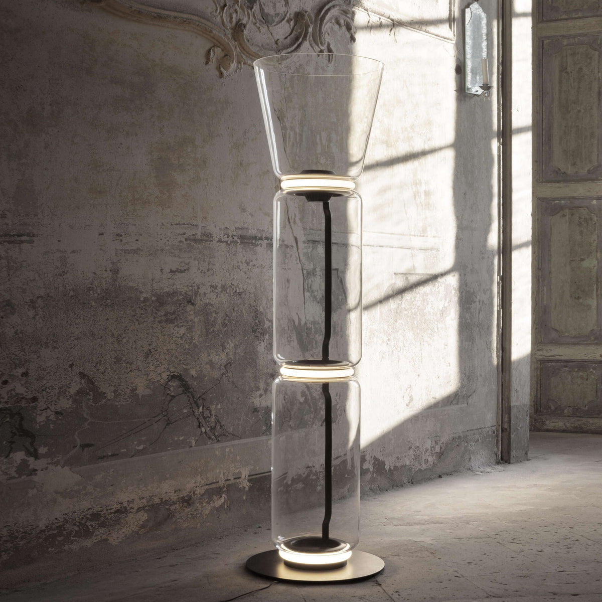Cyrilys vloerlamp bamboe glas