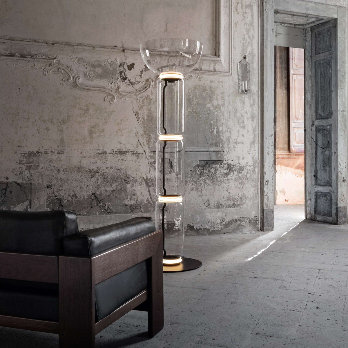 Cyrilys vloerlamp bamboe glas
