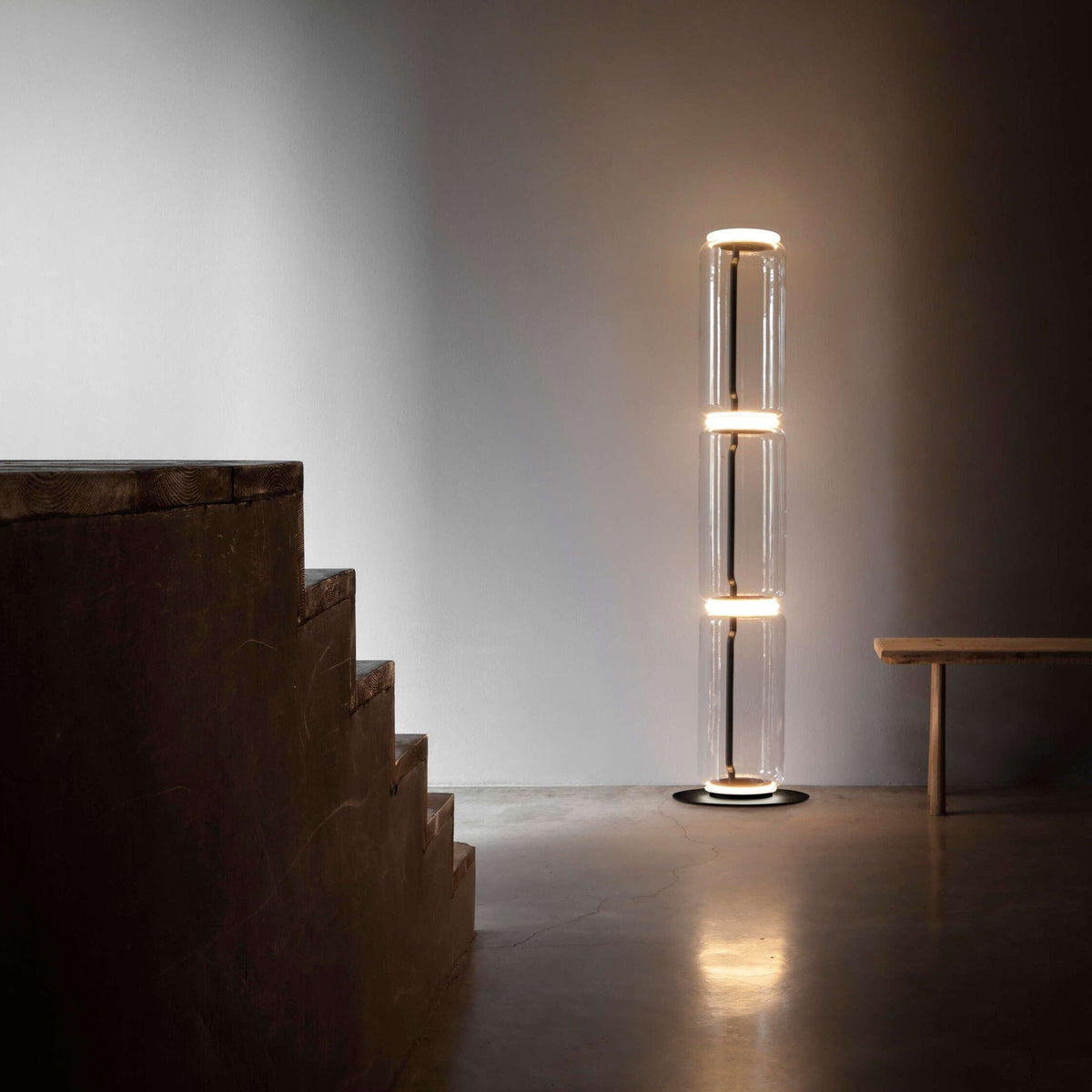 Cyrilys vloerlamp bamboe glas