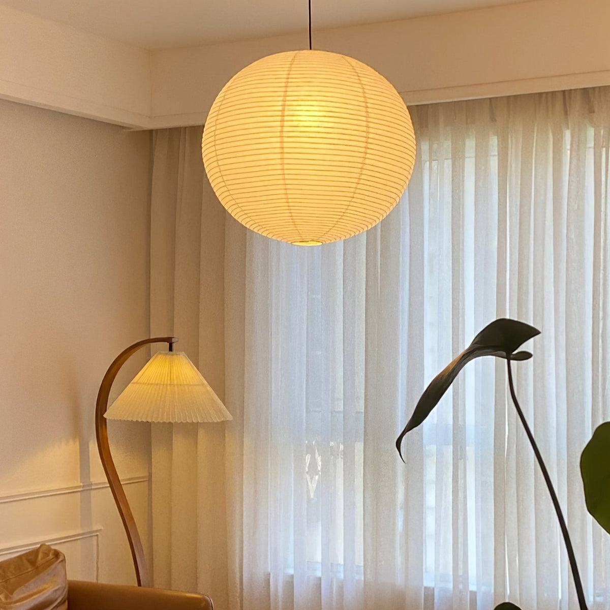Noveno hanglamp met Washi-papier rond