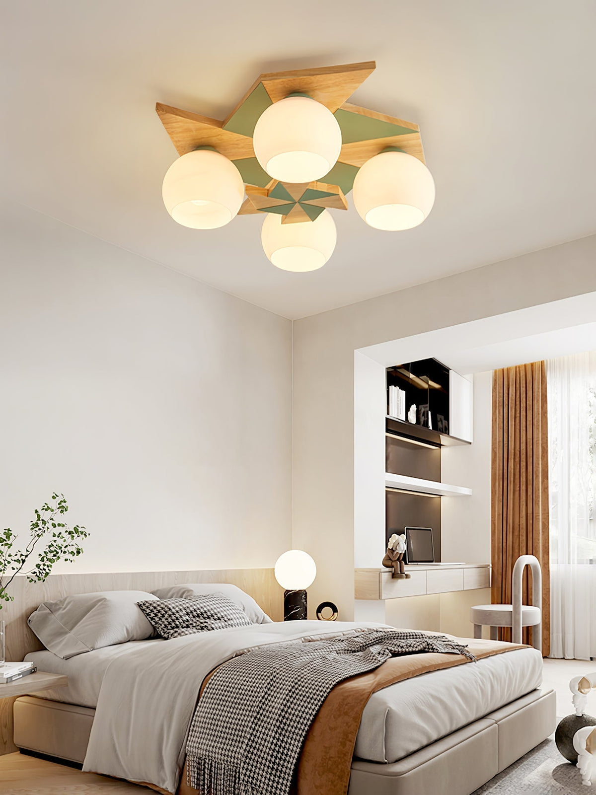 Ewooda plafondlamp met houten behuizing